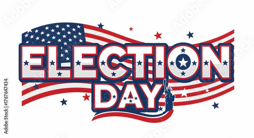 Vector Illustration of Election Day with American Flag Elements and Patriotic Stars