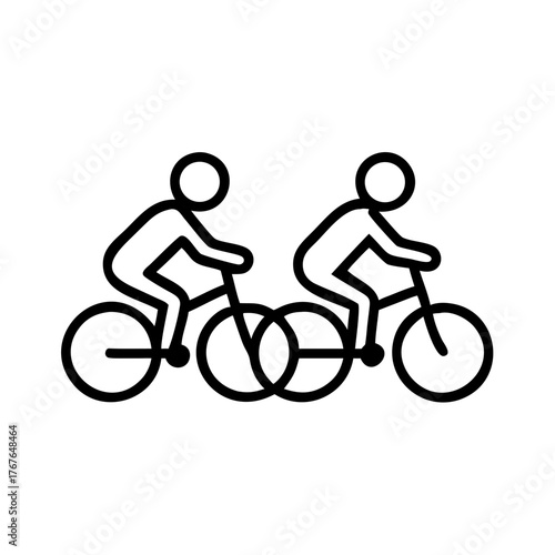 People cycling together in a minimal vector park environment