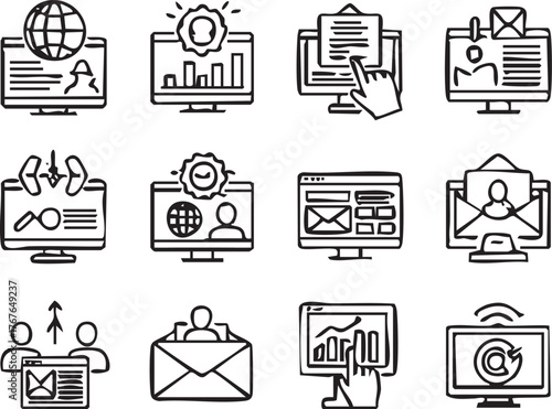 Digital Marketing and Online Business Icons Set 1.