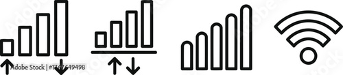 Set of signal strength bars and Wi-Fi icon