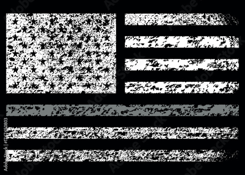 American Distressed Flag With Thin Gray Line Vector Symbol of Correctional Officers, Prison Guards, Probation and Parole Officers, Bailiffs, and Jailers