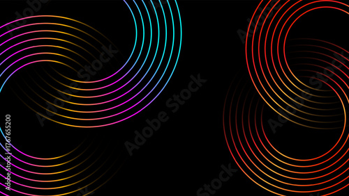 Circle lines pattern. Vector illustration. Abstract gradient background with glowing geometric lines. Futuristic abstract background. Circle style concept modern graphic design element.