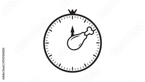 Roasting Timer Clock with Turkey Drumstick Marker, Bold Black Kitchen Countdown Icon for Oven Scheduling, Holiday Meals, and Thanksgiving Prep