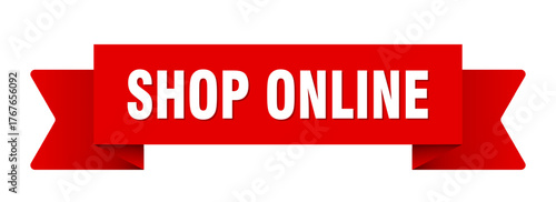 shop online ribbon isolated on transparent background. shop online ribbon
