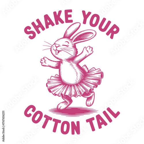 Cute dancing bunny funny quote adorable rabbit illustration cheerful cartoon design for t shirt poster and sticker