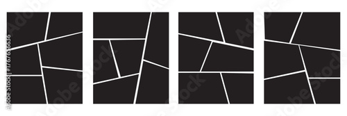 Set of collage grid manga comic storyboard layout panel blank template. Empty page frame for comic book, photo collage, poster, flyer. Vector illustration