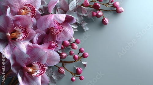 Pink orchid arrangement on clean background
