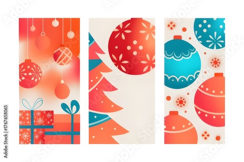 Modern Abstract Christmas Holiday Vertical Banners Set