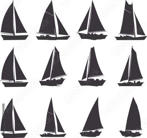 set of sailing boats