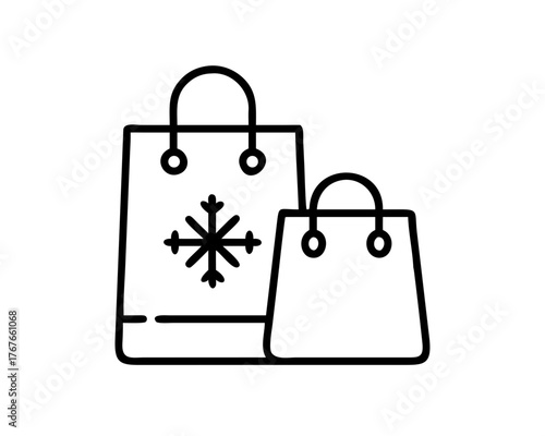 Festive Shopping Bags with Snowflake Design - Holiday Shopping Icons