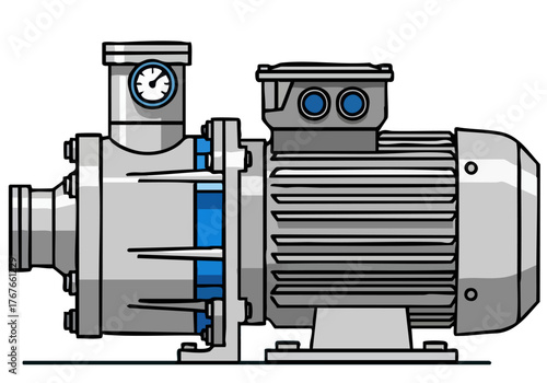 A stylized illustration of a pump flow tool. Clean, modern design with a focus on technical equipment. Ideal for industrial or engineering visuals.