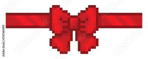 Pixel Red Ribbon Bow Retro Gift Decoration Element