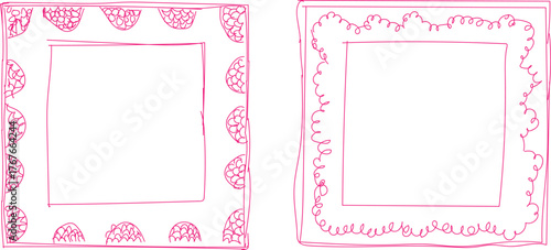 Two decorative pink frames with empty white space for photos or text
