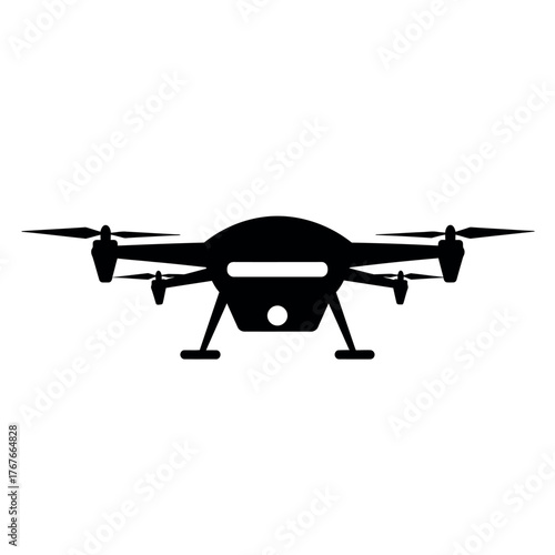Drone Silhouette on White Background.