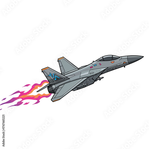 Fighter Jet Soaring Through the Sky with Afterburners.