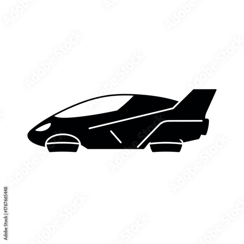 Futuristic flying car concept for future transport.