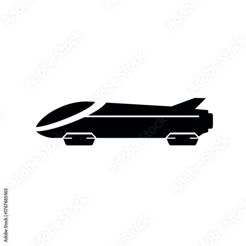 Futuristic High-Speed Train Silhouette Icon.