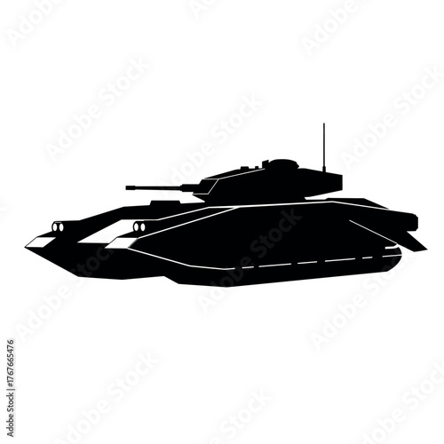 Futuristic tank silhouette for military applications.