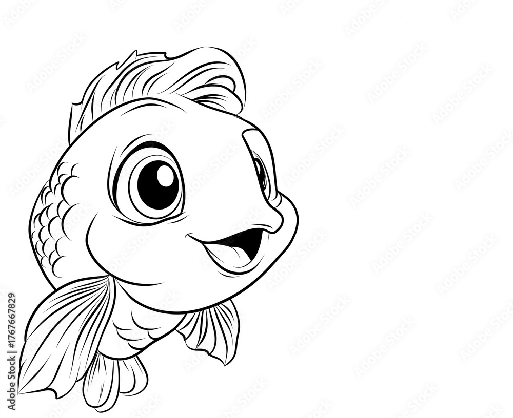 Fototapeta premium Coloring book for children, underwater world, fish.