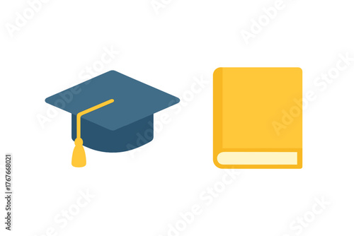 Academic graduation cap and closed textbook representing higher education and knowledge