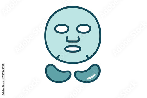 Light blue face sheet mask and under eye patches for beauty skincare routine