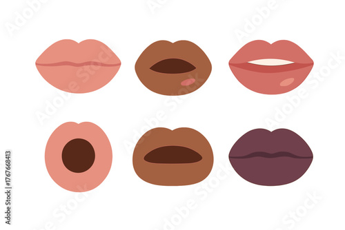 Diverse collection of human lips featuring various skin tones and mouth shapes for beauty concepts