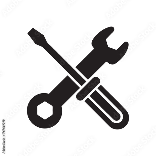 wrench crossed screwdriver icon vector illustration