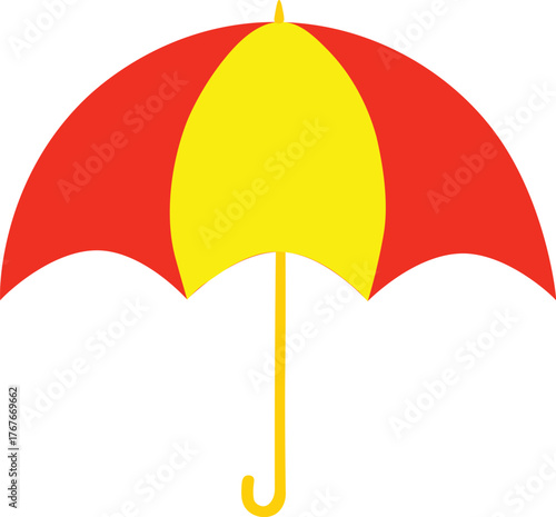 Red and yellow color umbrella vector illustration
