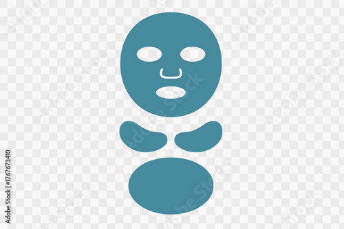 Minimalist set of a full face sheet mask, under eye patches, and a neck treatment patch