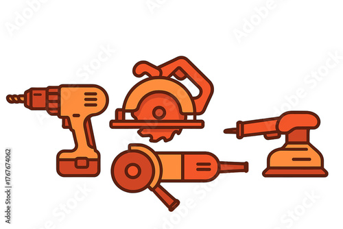 Collection of essential power tools for construction and woodworking projects