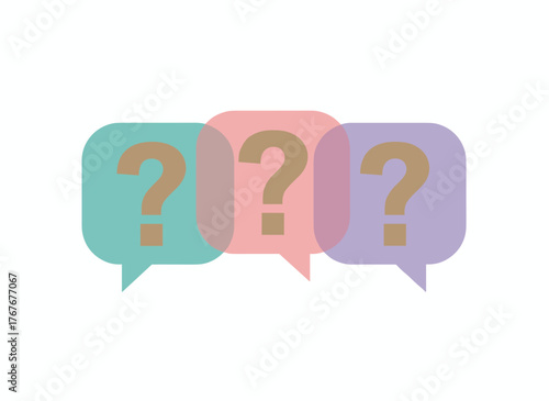 Flat-style question mark icon, FAQ vector illustration, business concept sign for asking help, question bubbles, quality design element, help speech, and discussion speech bubble vector illustration