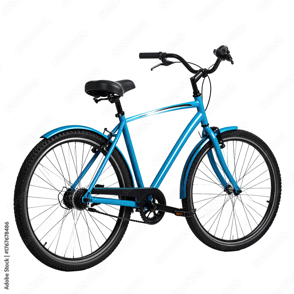 Obraz premium A vibrant turquoise bicycle with black accents, set against a dark background