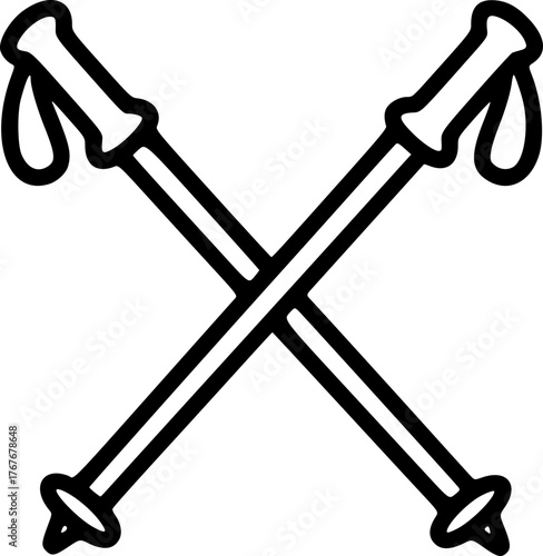 Crossed Ski Poles Icon – Winter Sport Symbol