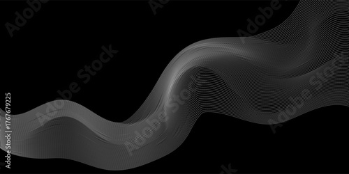 Futuristic wave of black smoothly moving dots on a white background. vector illustration.