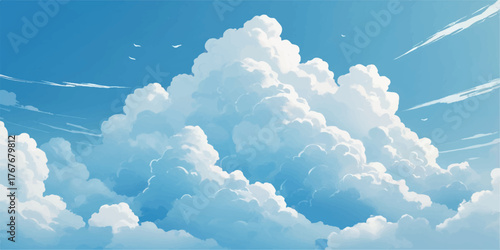 Winter blue sky clouds background. Beauty clear cloudy in sunshine calm bright winter background