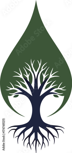 Tree logo nature growth roots branches organic life green design symbol art