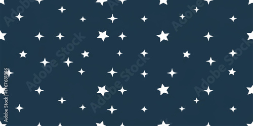 A seamless pattern vector illustration of stars on a blue background, often used as a patriotic design or usa flag texture for holiday decoration
