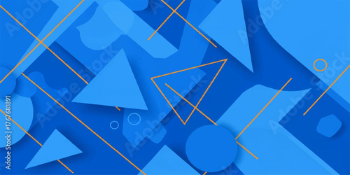 Abstract blue background with arrows is a vector illustration of a 3D concept map design featuring a cube shape and business symbols like an email icon and line art pattern