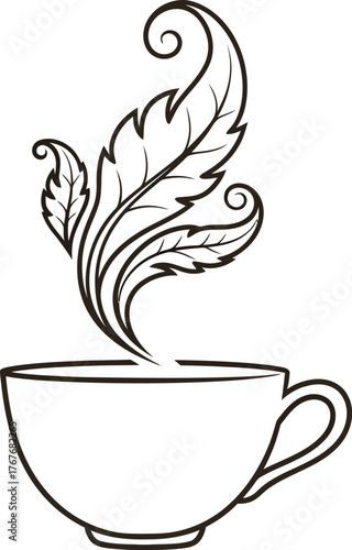 Tea cup herbal tea leaf steam hot drink beverage caffeine aroma relaxation