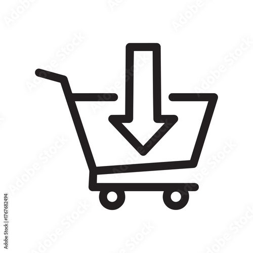 Shopping cart icon with a down arrow indicating adding to cart