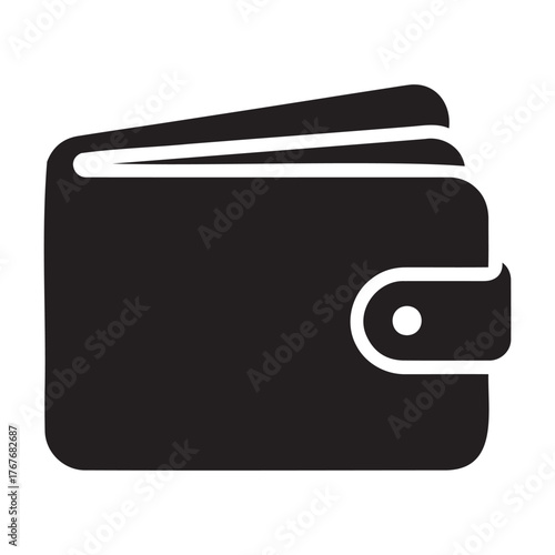Black silhouette of a folded wallet with a snap closure