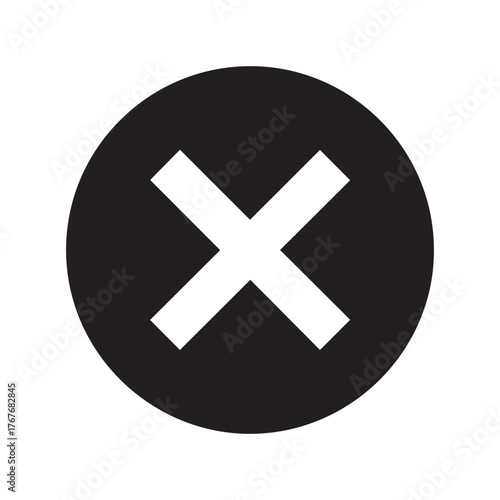 Black circle with white cross symbol