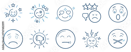 Emoticons depicting various facial expressions and emotions