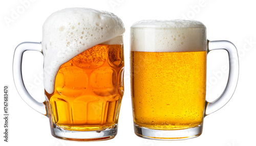 Beer Mug Beverage Bundle – Two Close-Up Variations Isolated on Transparent Background