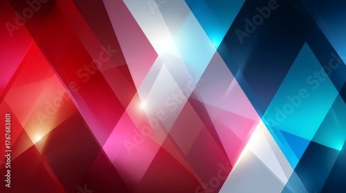 Red, White and Blue Abstract Geometric Background Suitable for American Independence Day Banner Backdrop