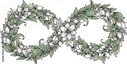 Infinity symbol floral wreath leaves flowers nature eternity forever love endless