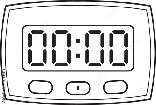 Digital Timer Countdown Clock Device For Cooking Sport or Games Line Drawing