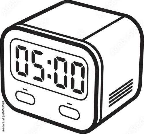 Digital Alarm Clock Electronics Clock Face Minimalist Style Home Decor Time Display Vector