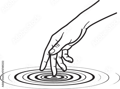 Finger Touching Water Surface Vector Illustration Concept of Sensitivity and Connection