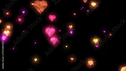 Falling Romantic Heart Fire Animation 4K Video – Glowing Love Smoke and Light Effect Background for Valentine or Romantic Themes